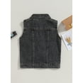 thumbnail image 4 of Wassery Kids Boys Sleeveless Denim Jacket Girls Turn-down Collar Button Jean Vest Toddler Waistcoat Outerwear for Girls Boys 3-7 Years, 4 of 8