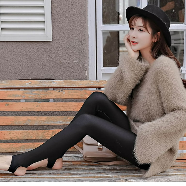Qcmgmg Petite Leggings for Women Petite Length Fleece Lined Casual Sherpa  Winter Warm Tights High Waist Thick Tummy Control Pantss Fashion Ankle