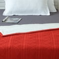 thumbnail image 4 of Cozy Tyme Lucie Cable Knit Throw - Reverse Faux Rabbit Fur 50"x 60" Red, 4 of 10