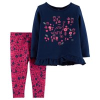 Long Sleeve Ruffle T-Shirt & Leggins, 2-Piece Outfit Set (Toddler Girls)