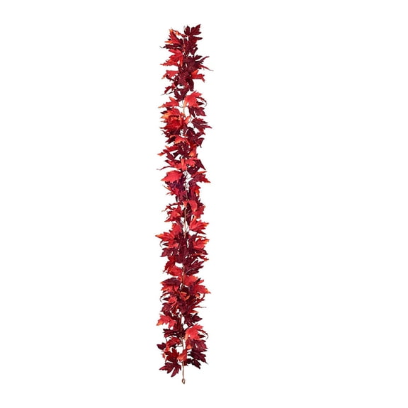 Red Artificial Maple Leaf Garland,Fall Foliage Autumn Vine Decor for Front Door Fireplace Thankgiving Decoration