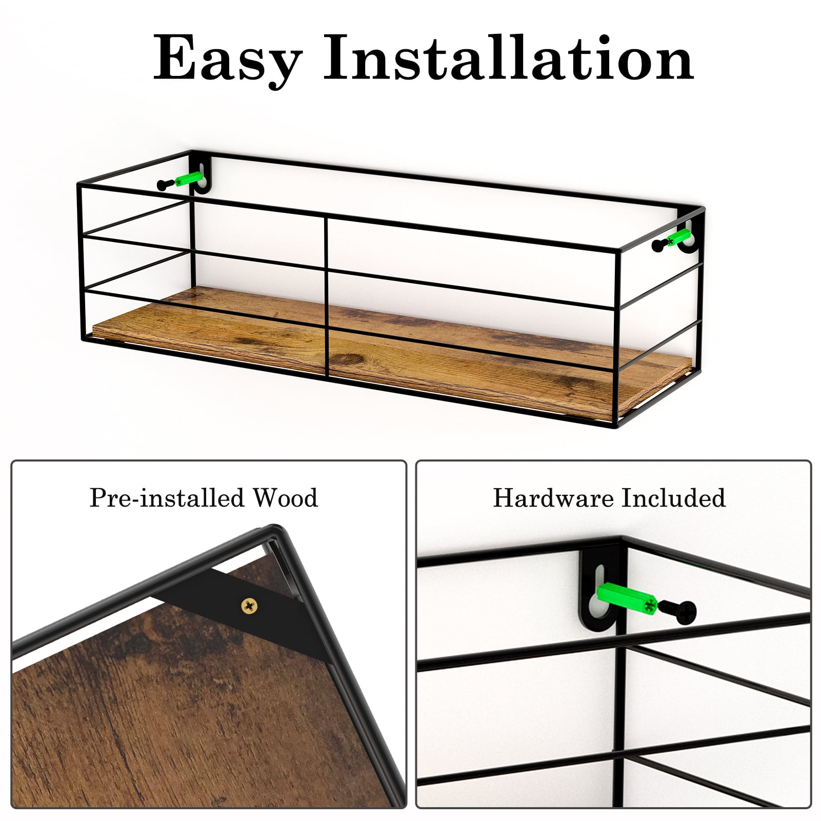 Floating Wall Shelf Set of 5, Rustic Storage Shelves  for Bedroom, Livingroom, Bathroom
