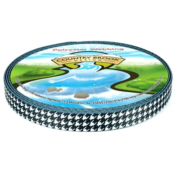 Country Brook Design - Houndstooth Polyester Webbing (1/2 Inch, 20 Yards)