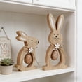 thumbnail image 5 of Easter Bunny Wooden Sign Set with Hanging Egg Decorations, Two Piece Tiered Tray Display for Spring Tabletop and Shelf, Natural Wood Centerpiece for Holiday Home Decor and Festive Styling, 5 of 6