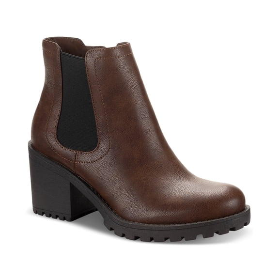Sun Stone Women's Morghan Lug Sole Block-Heel Booties, Chocolate, 5.5