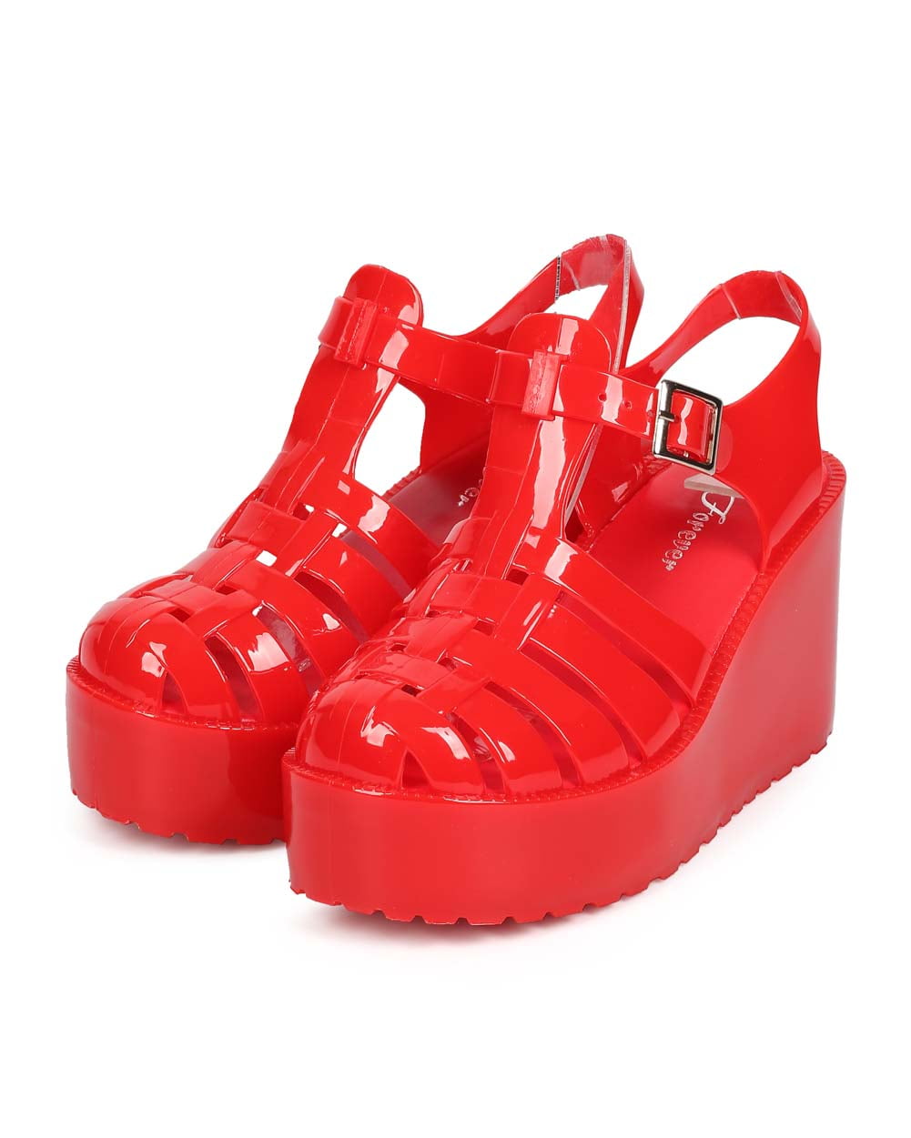 red jelly sandals