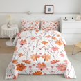 thumbnail image 3 of Manfei Orange Groovy Floral Bedding Comforter Set for Kids, Rustic Plant Botanical Twin Comforter Sets, Kawaii Cartoon Reversible Bedding Set, Microfiber Bedroom Decor, 2 Pieces, 3 of 9