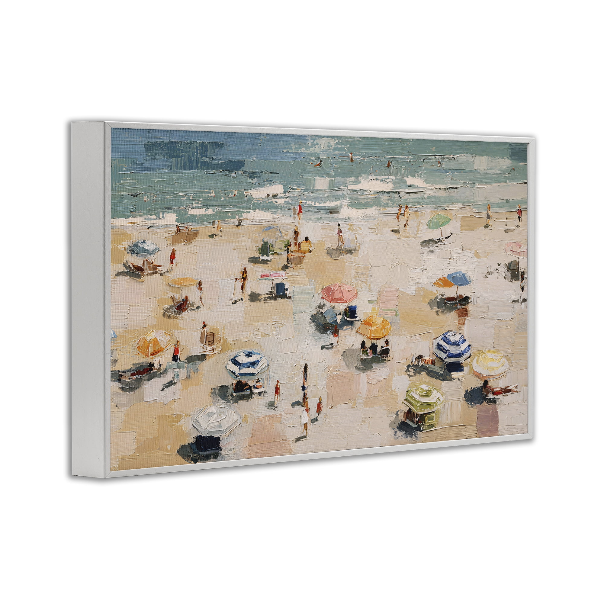 Stupell Industries Summer Beachgoers Expression White Framed Giclee Art, design by Jacky Ngan