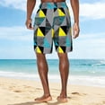 thumbnail image 6 of UVEASISHA Hawaiian Shorts for Men Geometric Palm Tree Printed Swim Trunks Elastic Waistband Bathing Suit Board Shorts Breathable Swimwear Gray M, 6 of 9