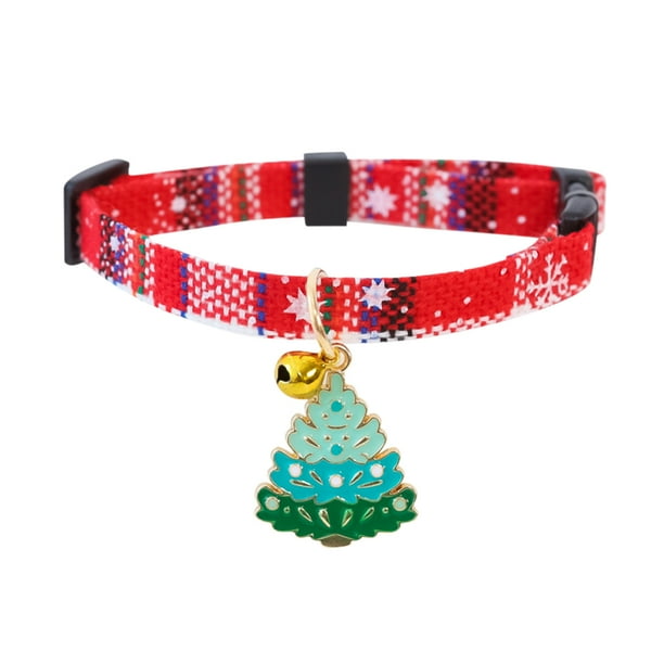 Collar ajustable para perros y gatos con colgante para mascotas decoración navideña (árbol de Navidad S) JShteea Libre de BPA
