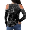 thumbnail image 3 of DYMADE Women Plus Size Long Sleeve Printed Off Shoulder T-shirt Top, 3 of 4