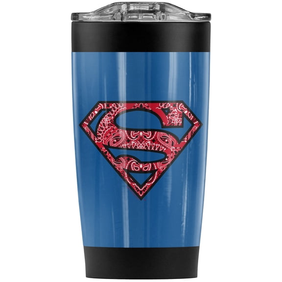 Superman Paisley Shield Stainless Steel Tumbler 20 oz Coffee Travel Mug/Cup, Vacuum Insulated & Double Wall with Leakproof Sliding Lid | Great for Hot Drinks and Cold Beverages