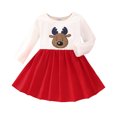 thumbnail image 1 of Gibobby Vestidos de Navidad para niña Vestido de princesa de manga larga con estampado de de Navidad para niñas pequeñas, vestidos de fiesta de baile, ropa de otoño e invierno (Rojo, 2-3 años), 1 of 5