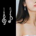 thumbnail image 1 of Flmtop Asymmetric Rhinestone Inlaid Music Note Ear Hook Women Dangle Earrings Jewelry, 1 of 7