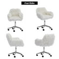 Sesslife Cute White Fluffy Desk Chair for Girls Women, Comfy Modern