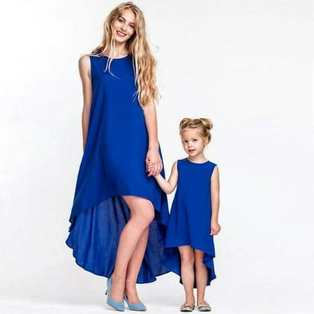 Fashion Matching Mother Daughter Clothes Dress Family Look Gown Casual
