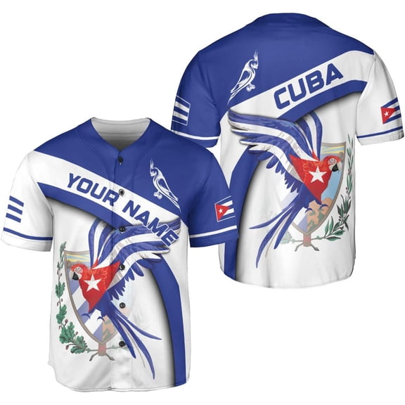 Personalized Cuba Baseball Shirt, Cuban Flag Jersey for Men and Women (S)