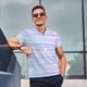 thumbnail image 4 of Fotbe Striped Gradient Camiseta Polo de Golf para Hombre con Estampado – Camisa Deportiva Transpirable con Cuello Abotonado-3X-Large, 4 of 6