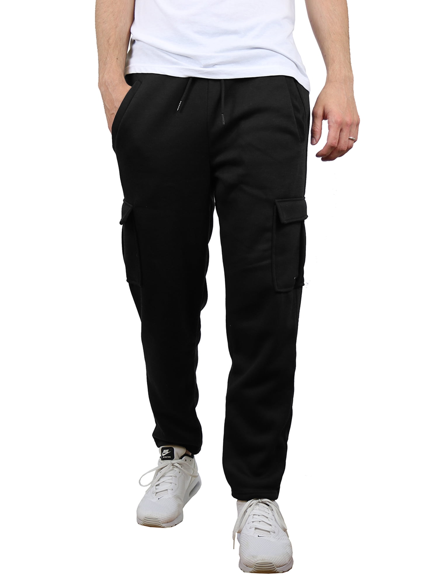 Men's Fleece Cargo Sweatpants With Open Bottom (Sizes, S-2XL) - Walmart.com