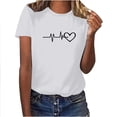 thumbnail image 2 of ALLLIST Crew Neck Tops for Women Holiday White T-Shirts Electrocardiogram Trendy Short Sleeve Shirts Womens Clothing, 2 of 4