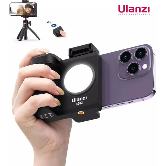 Ulanzi CG02 Smartphone Camera Grip Wireless Bluetooth with Fill Light CRI 95  15M Remote Connection