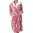 thumbnail image 1 of Women's Fleece Plush Robe Long Warm Plush Bathrobe Loungewear Jacket Printed Comfort Robe, 1 of 5