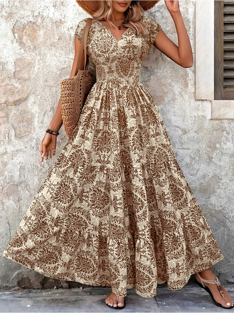 beach maxi dress for women Zoelnic Women's Summer Casual Floral Boho Short Sleeve V Neck Flowy Long Dresses, M, Size: Medium Look! NEW CHARM NY Style:SN0042D Size:US 8 / EU 39 and a high side