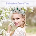 thumbnail image 2 of Mujeres Faux Crystal Queen Crowns Tiara, Princess Rhinestone Headband, Bride Wedding Birthday Party Cosplay Accesorios para el cabello, Silver Tone Green, 2 of 7