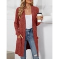 thumbnail image 3 of Coglid Long Open Front Knitted Cardigans for Womens Solid Color Ribbed Cardigans Textured Pattern Casual Fall Cardigans for Womens, 3 of 8