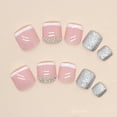 thumbnail image 2 of Press on Toenails French Tips Toe Nail Press ons Fake Toe Nails False Toenails Full Cover Acrylic Glue on Toenails with Designs Rhinestones Toe Press on Nails Stick on Toenails for Women Manicure, 2 of 5