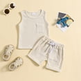 thumbnail image 2 of SHTXOZHI Newborn Infant Baby Boy Girl Summer Outfits Sleeveless Tank Top Elastic Waist Shorts Cute Toddler Clothes, 2 of 7