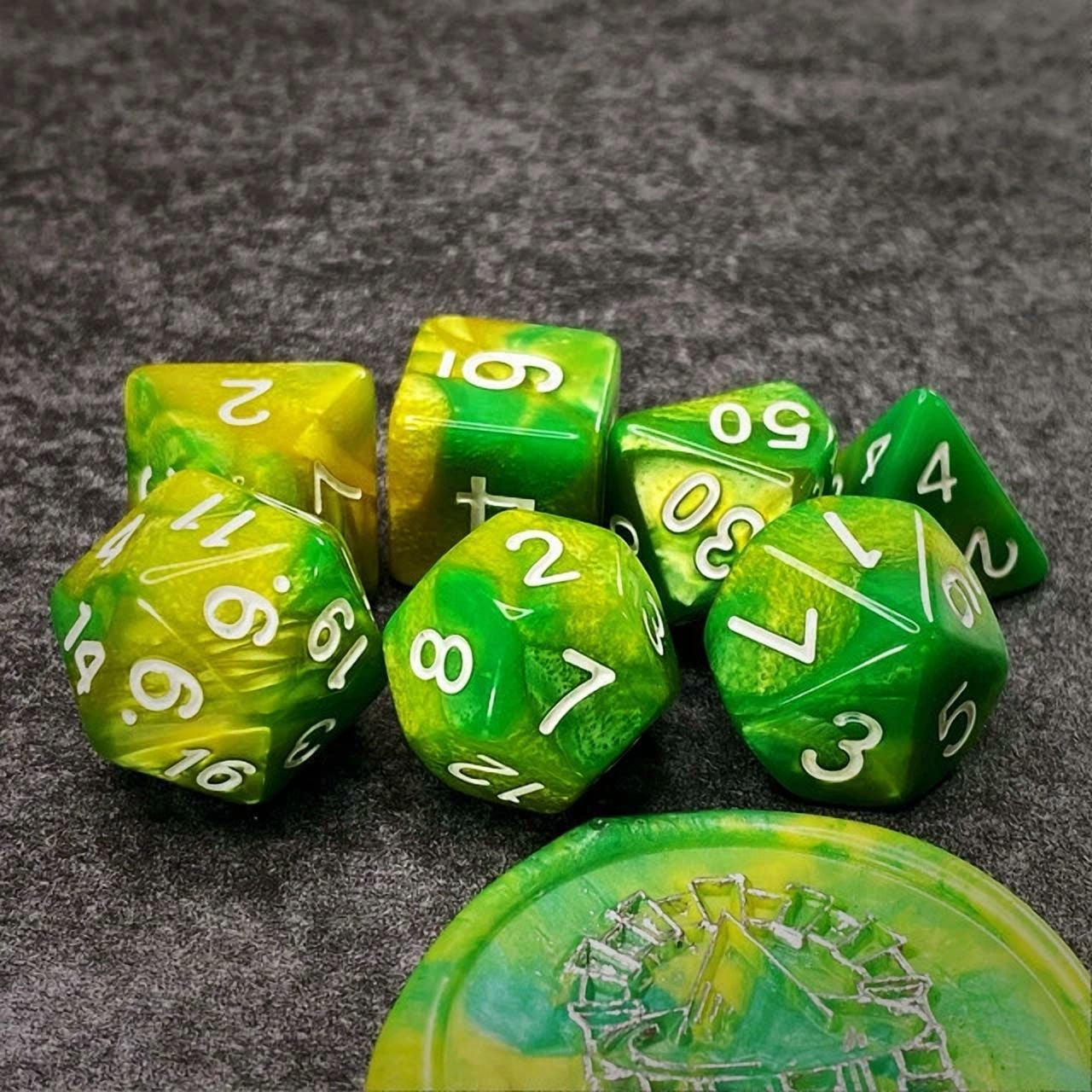 PRIME- Sage'S Stones - Grn/Lime Acrylic Polyhedral Dice Set Rpg Dnd Dungeons Dragons