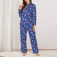 thumbnail image 2 of Lsque Blue Skull Flower Pattern Long Sleeve Pajama Set for Women - Soft 2-Piece Sleepwear and Loungewear Set with Pockets, Comfy Nightwear-XX-Large, 2 of 7