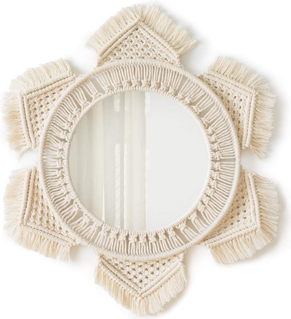 Hanging Wall Mirror With Macrame Fringe, How To Hang A Mirror On Dorm Wall