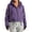 Purple, variant on Womens Cropped Rain Jacket Lightweight Waterproof Breathable Drawstring Hood Zip Up Adjustable Cuffs Windbreaker with Zipper Pockets Purple L