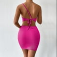 thumbnail image 4 of Fesfesfes Women Dress Solid Color Design Hip Drawstring One-shoulder Short Dress Under $10, 4 of 5