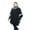 Black Animal Print, variant on Le Moda Liza Cozy Coat Fleece Poncho with Faux Fur Trim