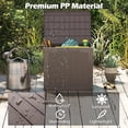 thumbnail image 2 of JYLP 25 Gallon Brown Wicker Texture Outdoor Storage Box, Waterproof PP Deck Box with Lockable Lid, Multi-Functional Patio Storage Bench, 2 of 6