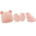 thumbnail image 3 of Hotiary 0-6 Months Baby Boys and Girls Hats，Mittens and Foot Cover Set Four Sets Newborn Baby Solid Color Cotton Sets, 3 of 6