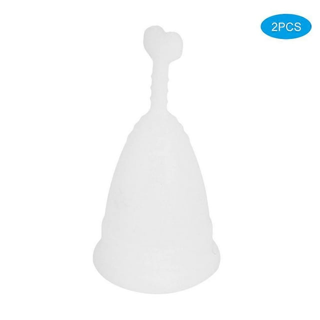 2Pcs Silicone Menstrual Cup Women Female Feminine Hygiene Cup Menstruation SuppliesHeart Shaped White S