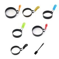 1 oil brush 6Packs Non-Stick Egg Molds Stainless Steel Fried Egg Shape Cookware