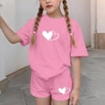 thumbnail image 3 of Eltusu Girls Outfit Sets, Short Sleeve Loose Fit 2PC Crew Neck Summer Clothes Sets Pink Size 8T, 3 of 6