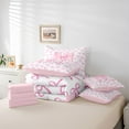 thumbnail image 6 of jejeloiu Ribbon Bow Tie 7 Pieces Bedding Comforter Set,Pink Letter M Full Bedding Set For Bowknot Girls Reversible, 6 of 8
