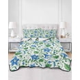 thumbnail image 2 of Quilts Twin Size Bedding Set, Blue Green Botanical Lightweight Quilted Comforter, Watercolor Spring Floral Summer Soft Reversible Bedspread Coverlet with Pillow Covers for All Season, 68" x 86", 2 of 7