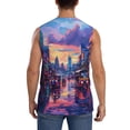 thumbnail image 4 of Fotbe Taxi Colorful Town Men's Camiseta sin Mangas Estampada para Hombres, Playera Casual para Gimnasio, Entrenamiento, Playa-3X-Large, 4 of 7