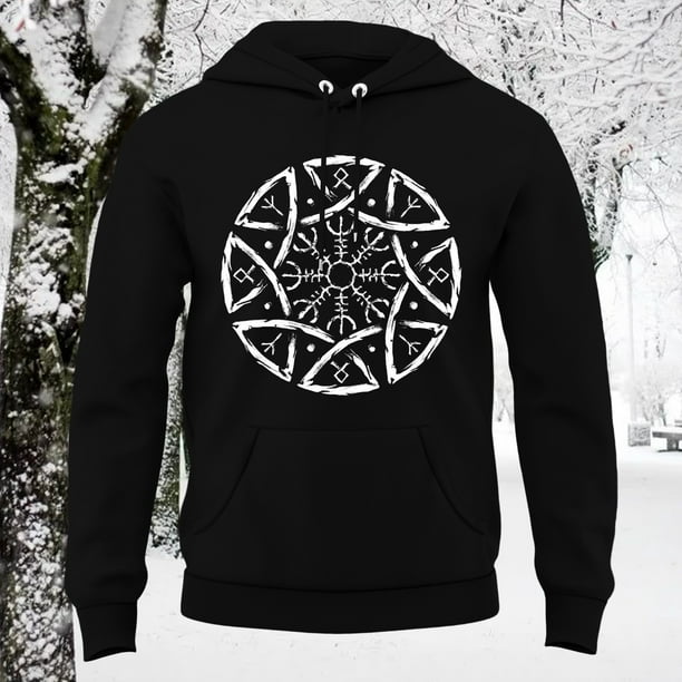 MHFRRA Sudadera con Capucha y Estampado Gráfico de Dioses de Mitología Nórdica Negro