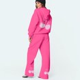 thumbnail image 6 of Cherry Sweat Set for Women Cherry Sweatpants Set for Women Women's 2 Piece Outfits Cherry Trim Print Hoodie Sweatsuit Sets Oversized Sweatshirt Wide Leg Sweatpants With Pockets, Hot Pink-S, 6 of 6