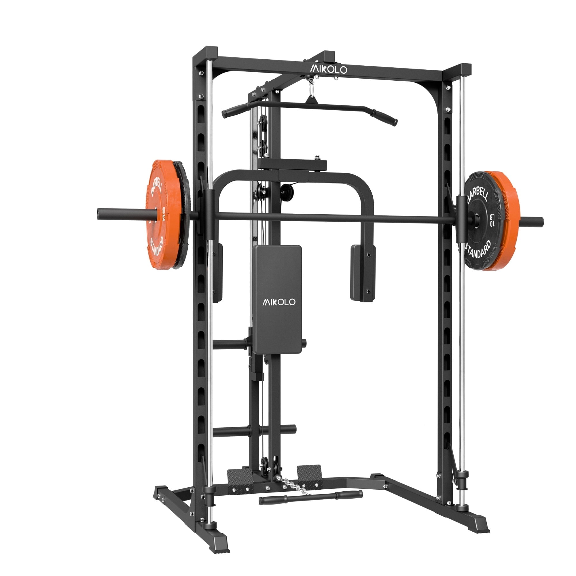 Mikolo Smith Machine, 1000LBS Power Rack With Pec Deck and Lat Pull Down System, Multi-Function Squat Rack Cage For Home Gym