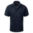 thumbnail image 2 of Guayabera Men's Cuban Beach Wedding Short Sleeve Casual Dress Shirt Navy 2XL, 2 of 3