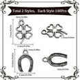 thumbnail image 2 of 200 amuletos de herradura plateados con forma de trébol de cuatro hojas de la suerte, ideales para bodas., 2 of 6
